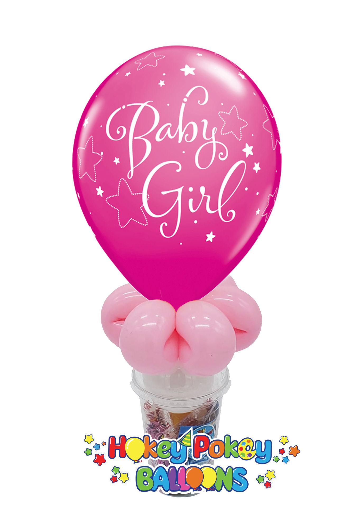 Picture of 11'' Baby Girl with Stars -  Balloon Candy Cup