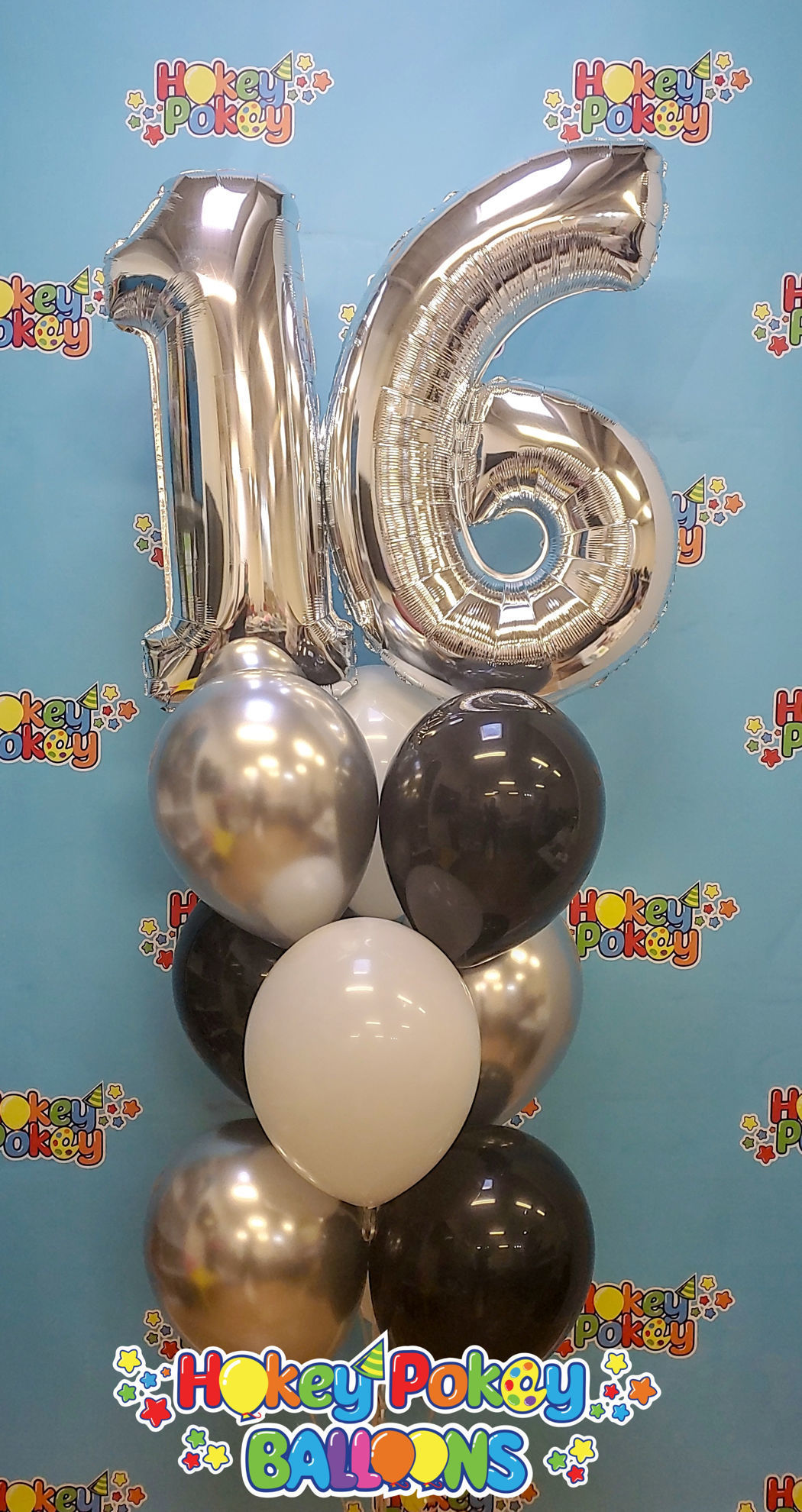Picture of 11 Inch Helium Balloon Bouquet of 9  with 2 foil Numbers