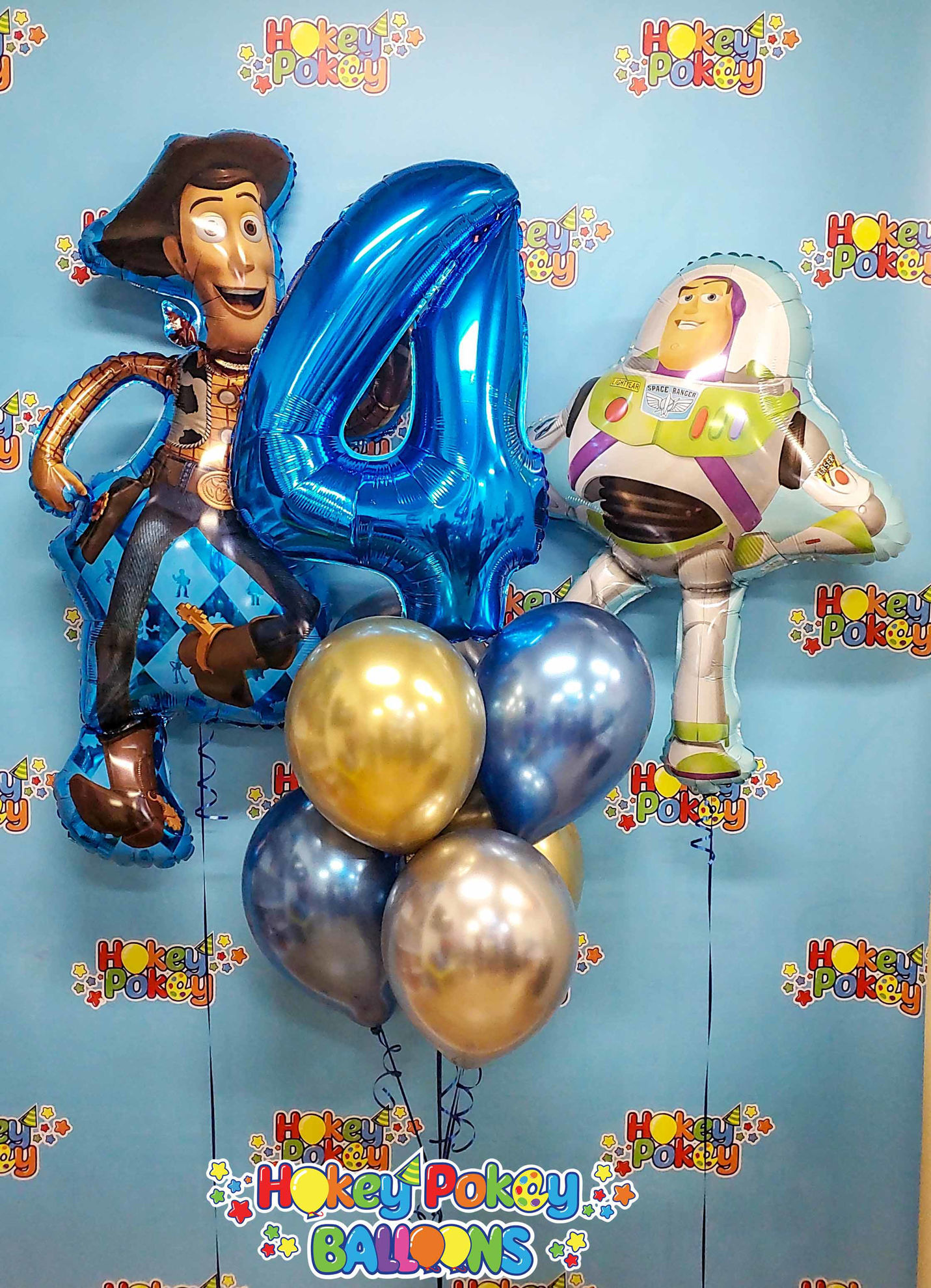 Picture of 11 Inch Helium Balloon Bouquet of 6 with foil Number on top