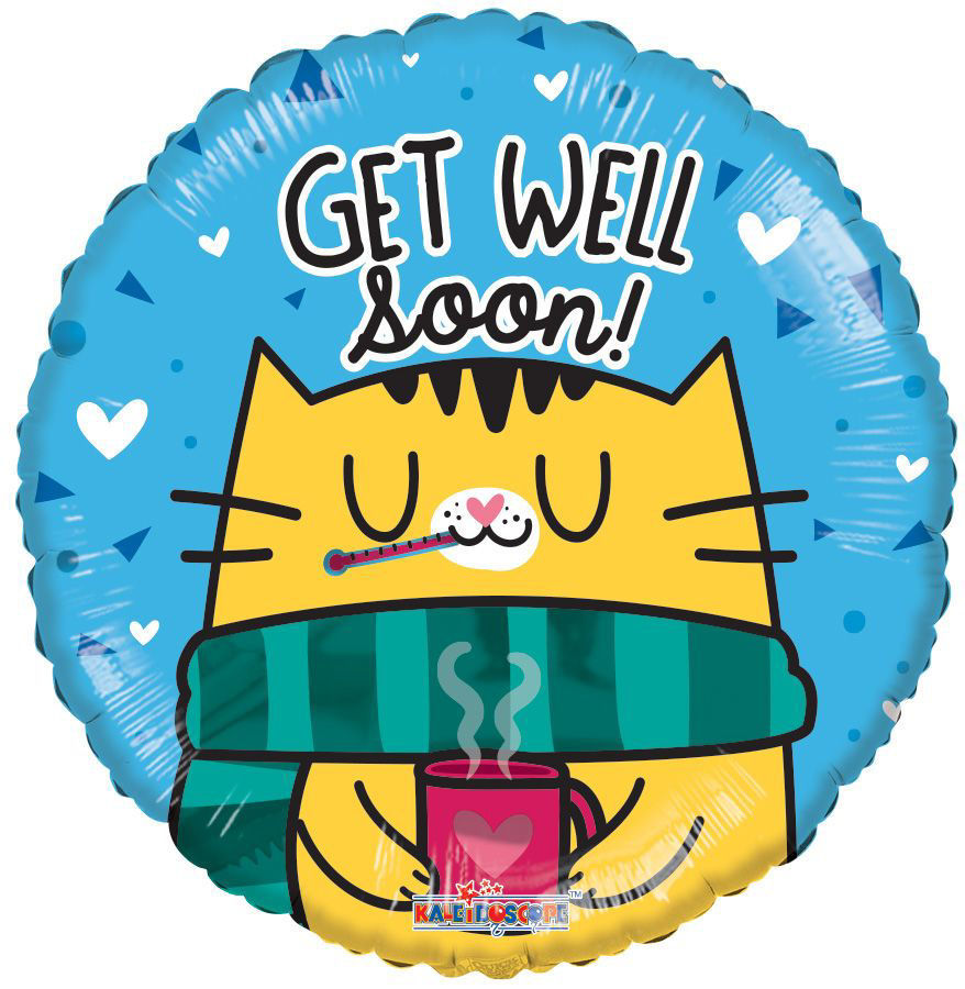 Picture of 18'' Get Well Soon  - Cat Foil Balloon  (helium-filled)