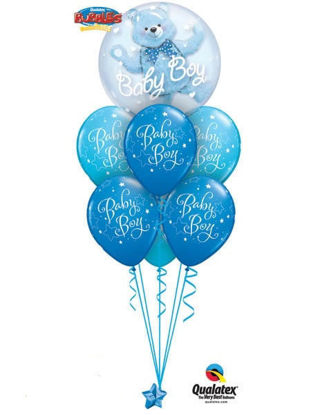 Picture of Baby Boy Teddy Bear Balloon Bouquet (7pc)