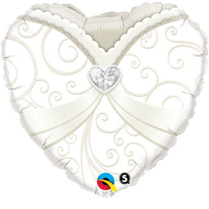 Picture of 18" Heart Wedding Gown Foil Balloon (helium-filled)