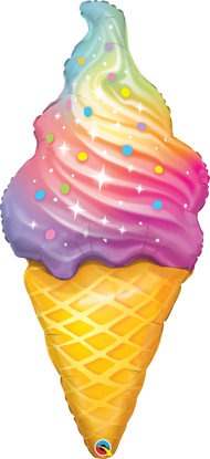 Picture of 45" Rainbow Swirl Ice Cream - Foil Balloon  (helium-filled)
