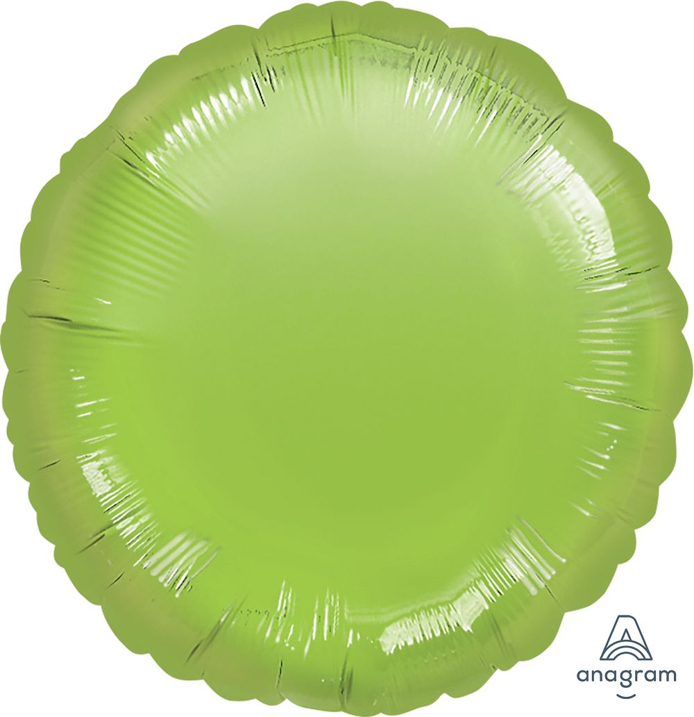 Picture of 18" Metallic Lime Green Circle Foil Balloon (helium-filled) 