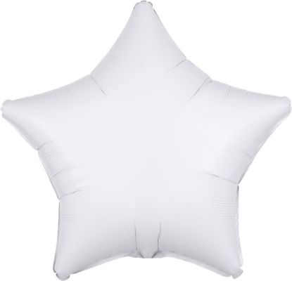 Picture of 19" Metallic White Star Foil Balloon (helium-filled)  