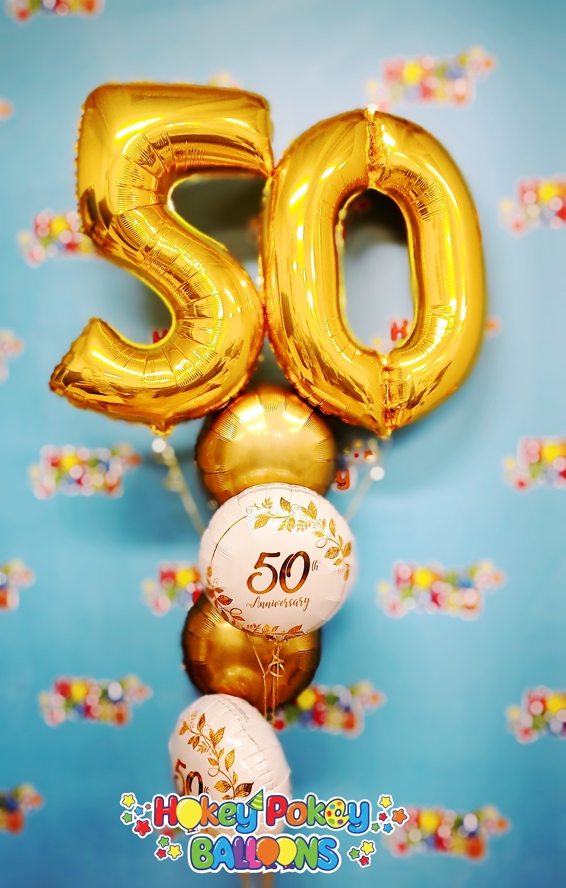Picture of Happy 50th Anniversary - Gold Balloon Bouquet  (6pc)