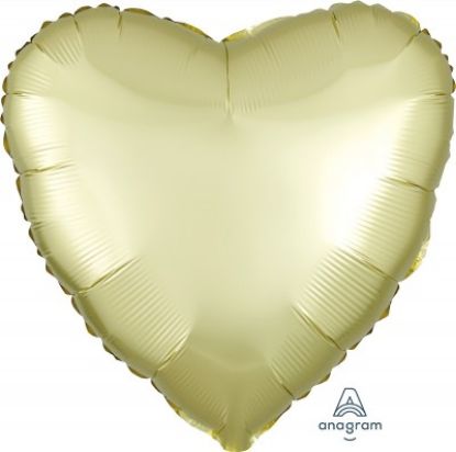 Picture of 18" Satin Luxe Pastel Yellow Heart Foil Balloon (helium-filled) 