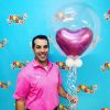 Picture of 24'' Deco bubble balloon with Shiny heart inside (helium inflated)