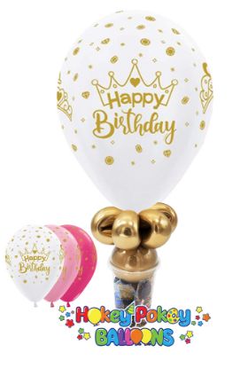 Picture of 11"  Happy Birthday Crowns (Assorted colors)  -  Balloon Candy Cup 