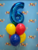 Picture of 11 Inch Helium Balloon Bouquet of 6 with foil Number on top